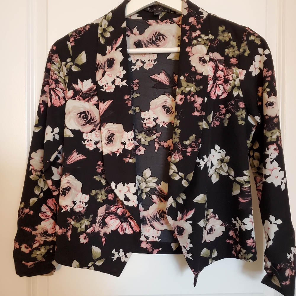 Black Blazer with Flower Details